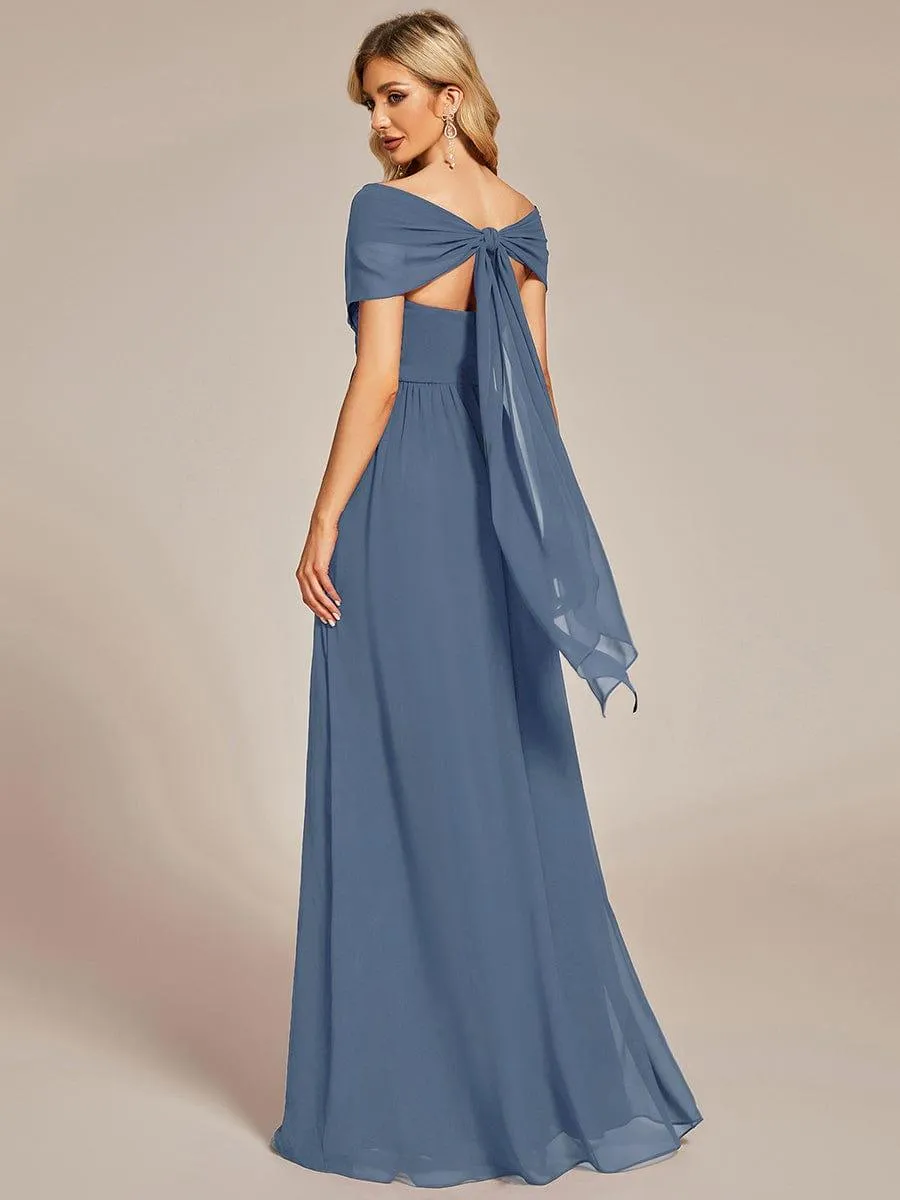Robe demoiselle d'honneur multi-positions froncée en mousseline