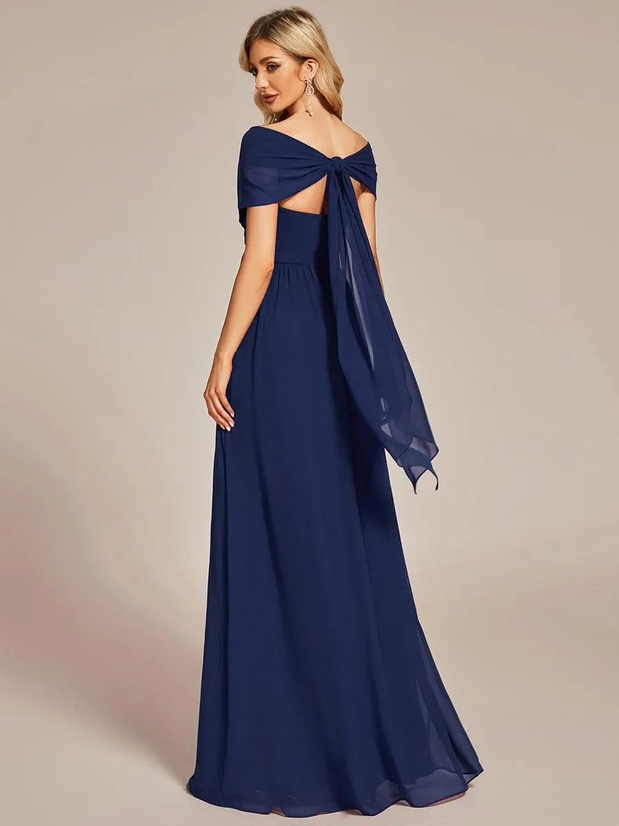 Robe demoiselle d'honneur multi-positions froncée en mousseline