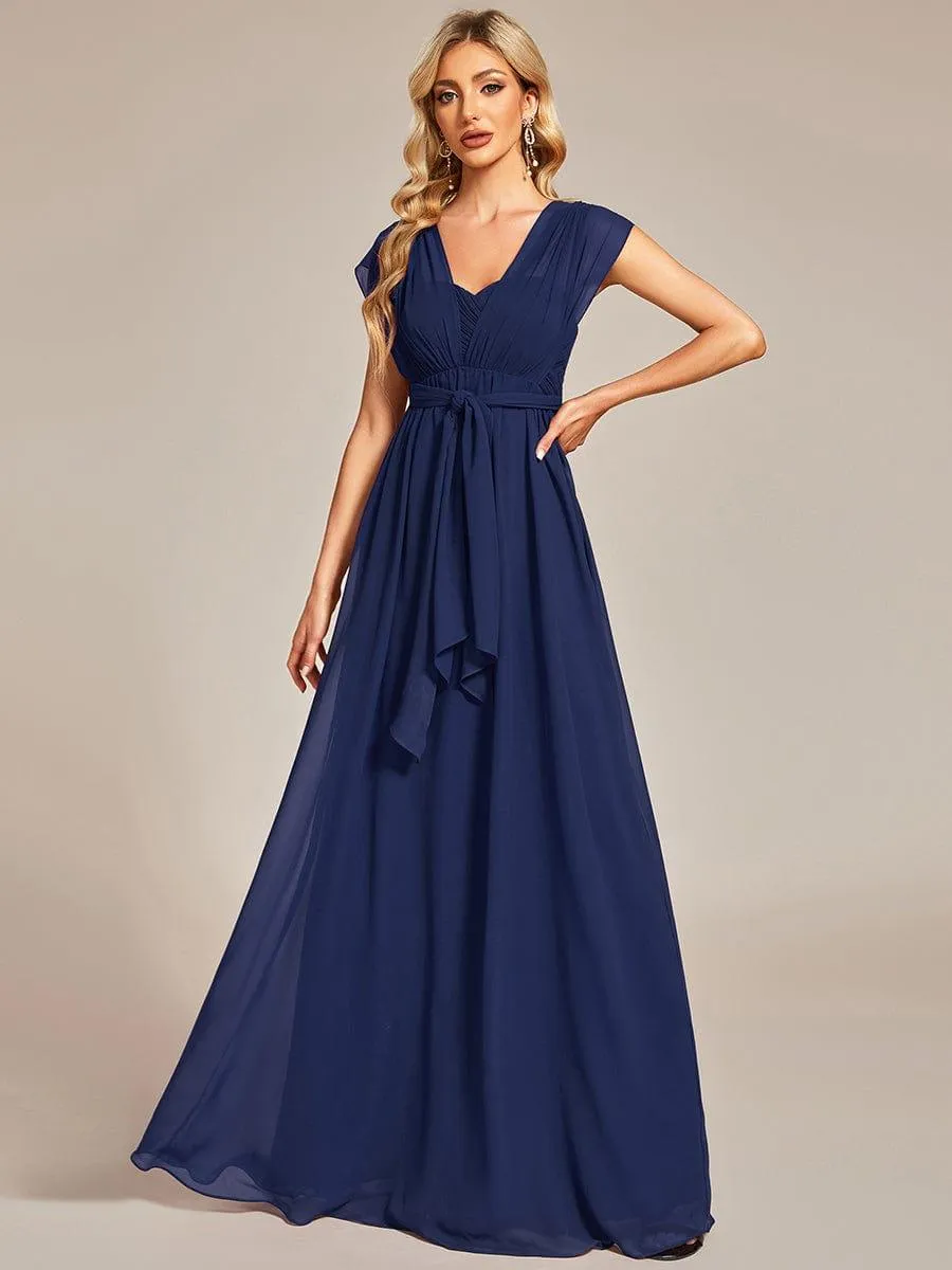 Robe demoiselle d'honneur multi-positions froncée en mousseline