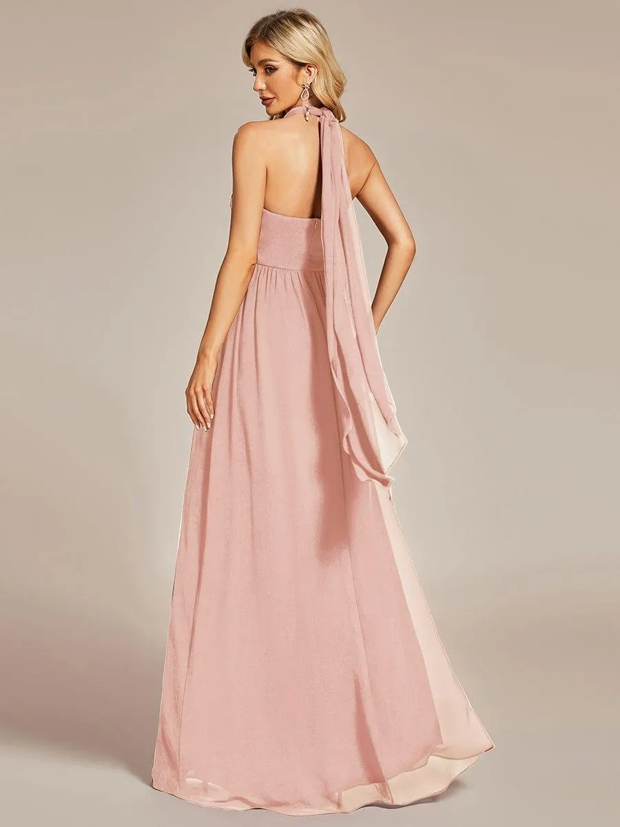 Robe demoiselle d'honneur multi-positions froncée en mousseline