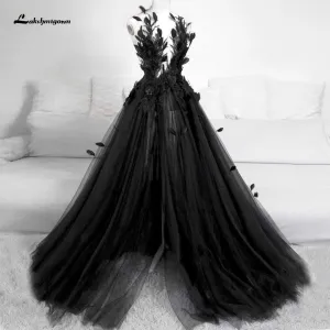 Roycebridal Lakshmigown Classic Black Feather Wedding Dress 2024 Princess Birthday Dress for Women Luxury Bridal Wedding Gowns Real Picture