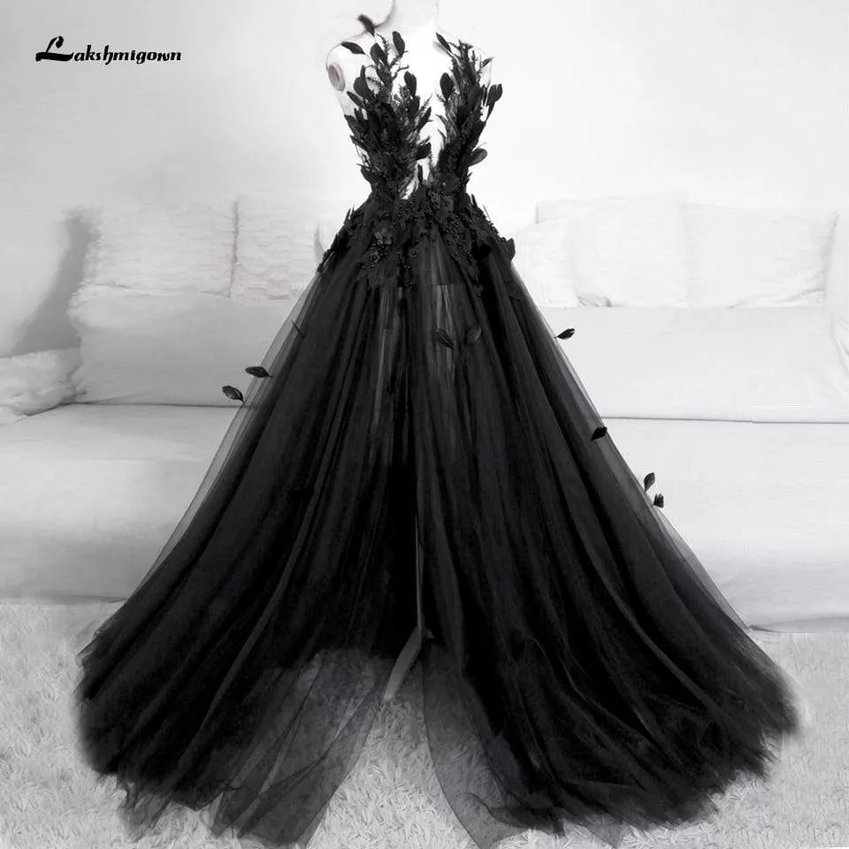 Roycebridal Lakshmigown Classic Black Feather Wedding Dress 2024 Princess Birthday Dress for Women Luxury Bridal Wedding Gowns Real Picture