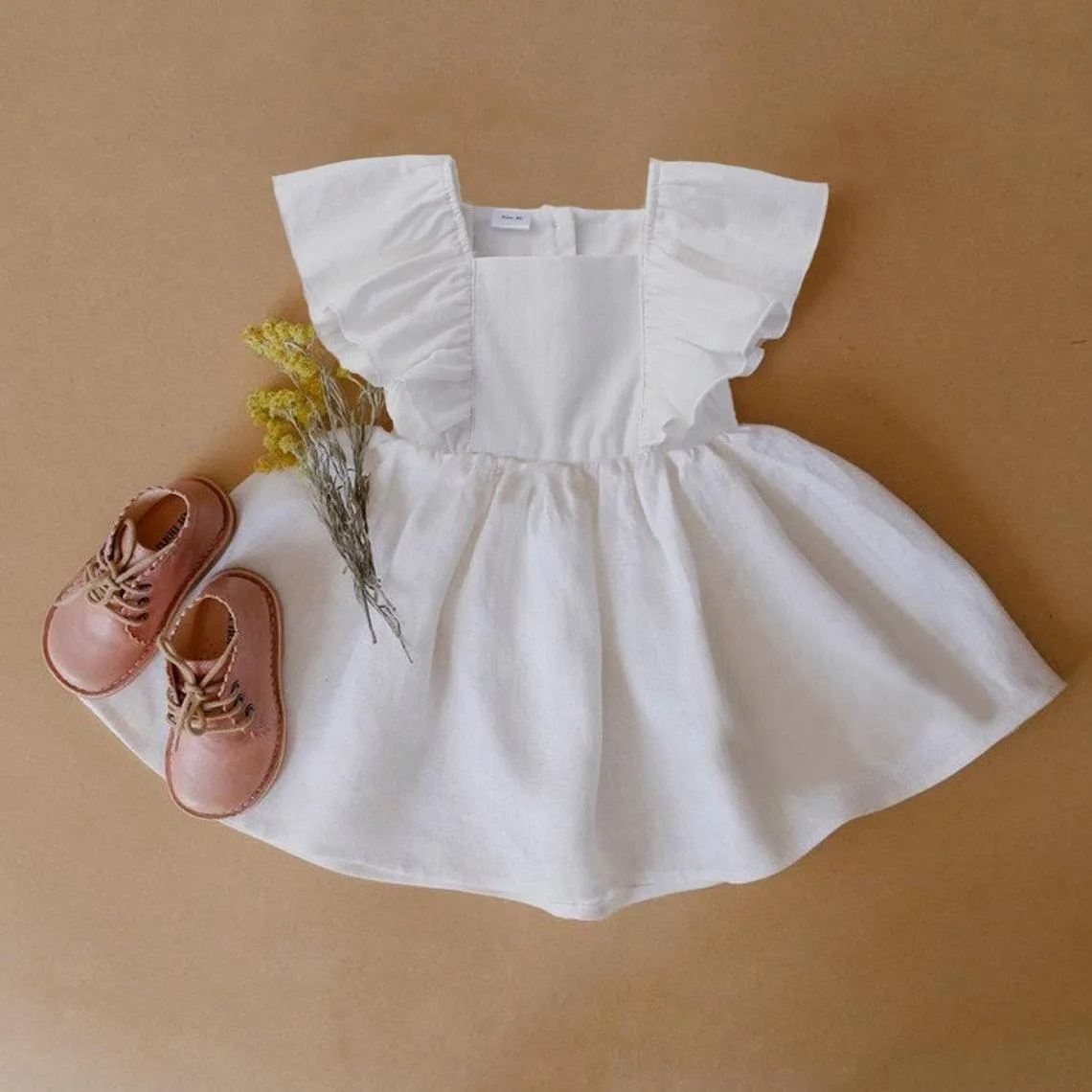 Ruffle Sleeve Bow Back Dress