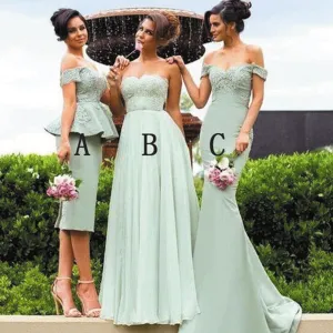 sage green bridesmaid dresses long lace appliqué elegant mismatched wedding guest dress vestido Longo