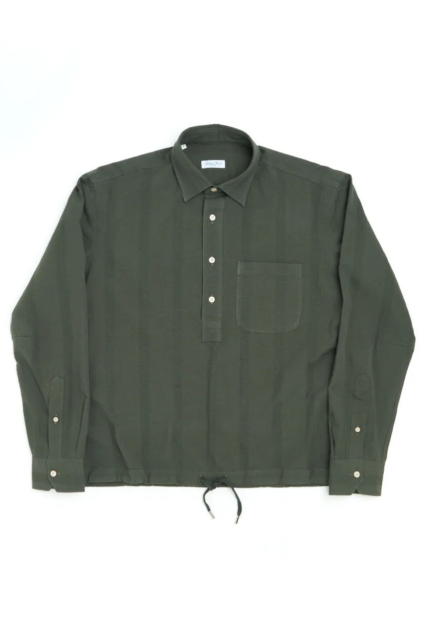 Salvatore Piccolo Popover Shirt Gianni Seersucker Stripes Green