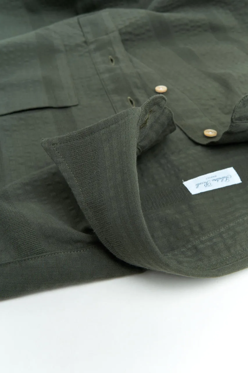 Salvatore Piccolo Popover Shirt Gianni Seersucker Stripes Green