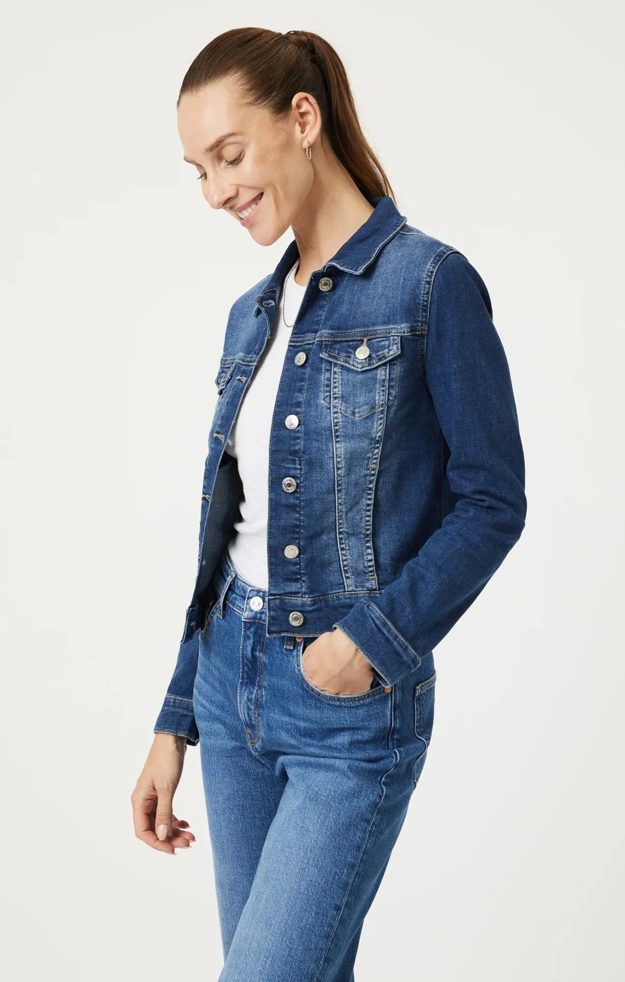 Samantha Mid Brushed Feather Denim Jacket
