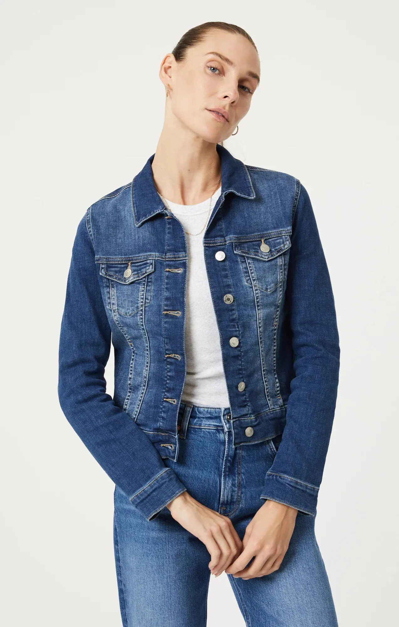 Samantha Mid Brushed Feather Denim Jacket