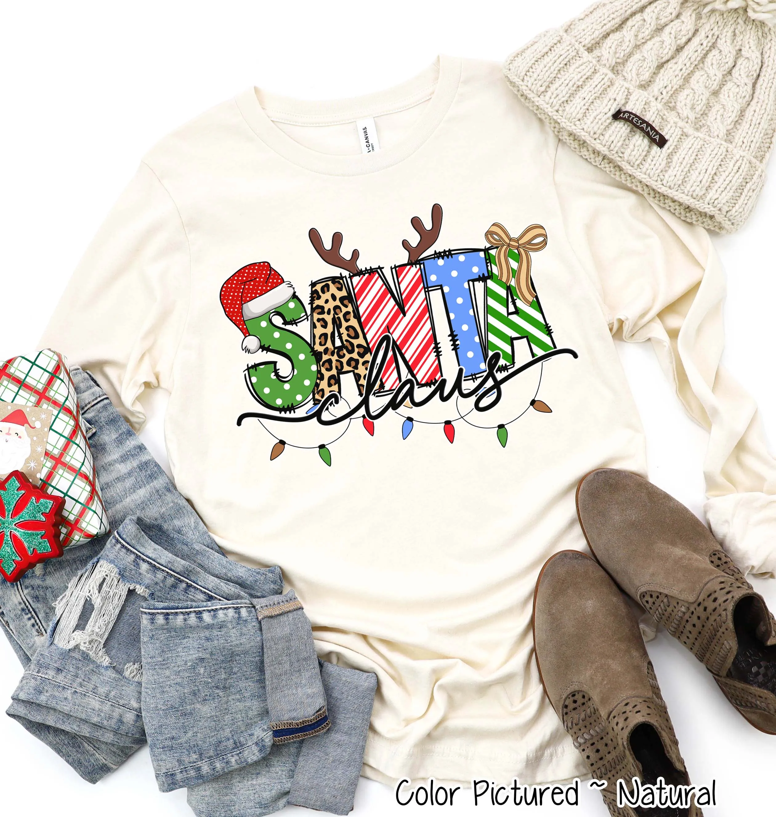 Santa Clause Doodle Christmas Tee or Sweatshirt