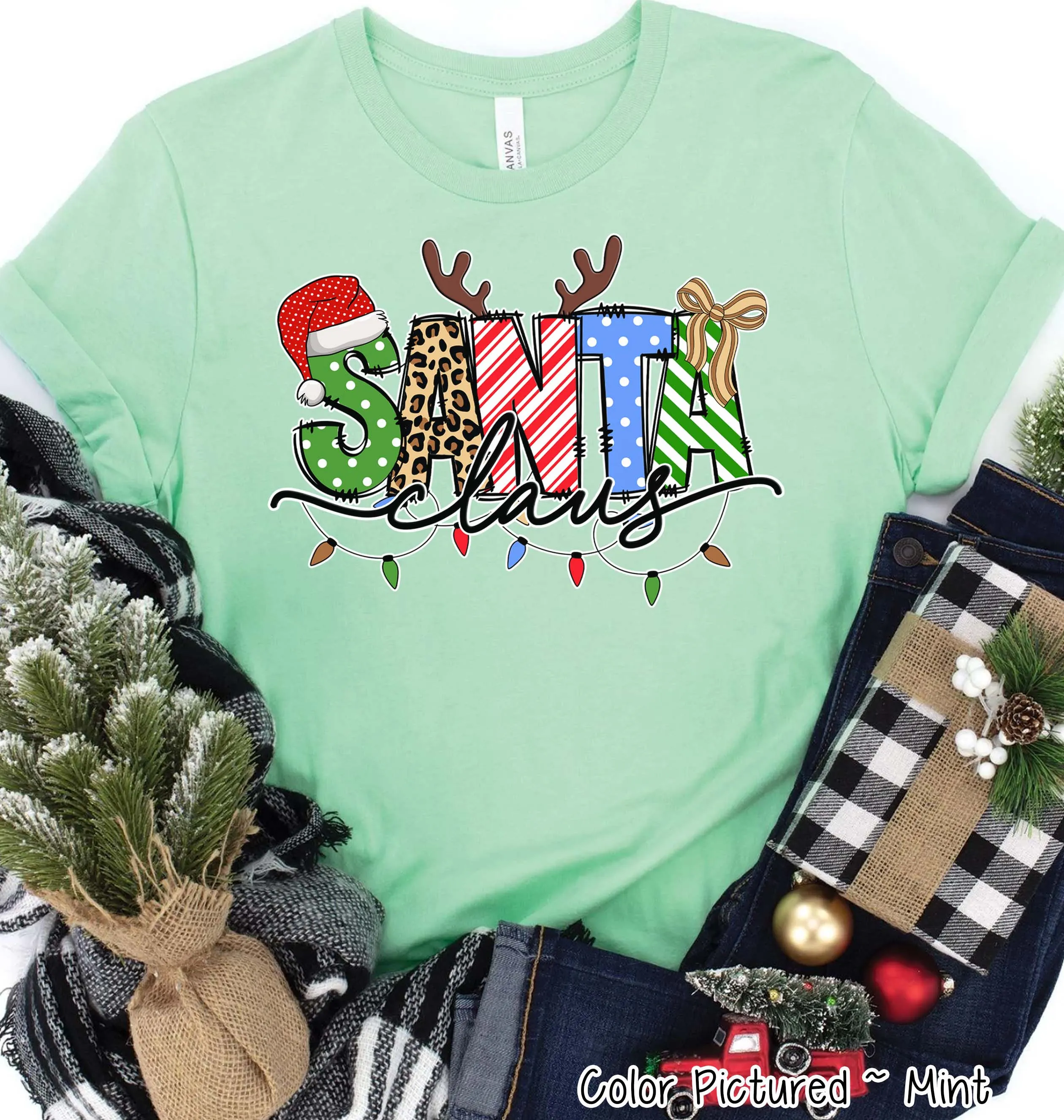 Santa Clause Doodle Christmas Tee or Sweatshirt