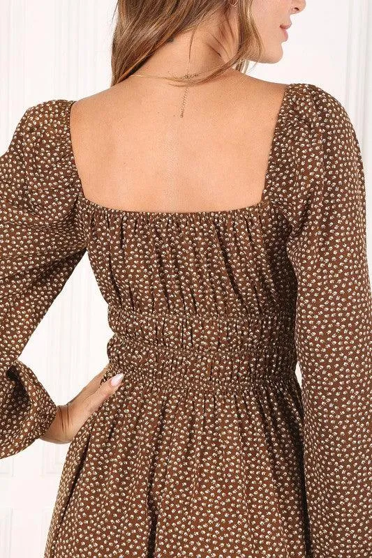 Sasha Square Neck Vintage Puff Dress