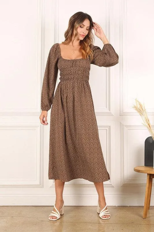 Sasha Square Neck Vintage Puff Dress