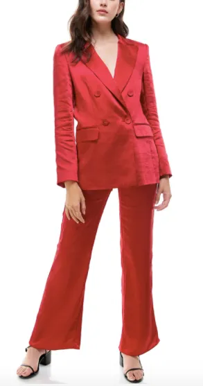 Satin Double Breasted Lined Blazer