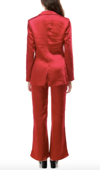 Satin Double Breasted Lined Blazer