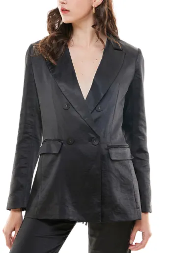 Satin Double Breasted Lined Blazer
