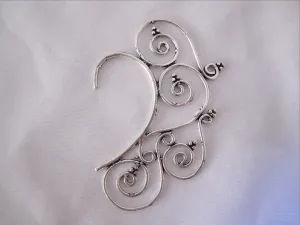 Scroll Leaf Ear Cuff - Silver