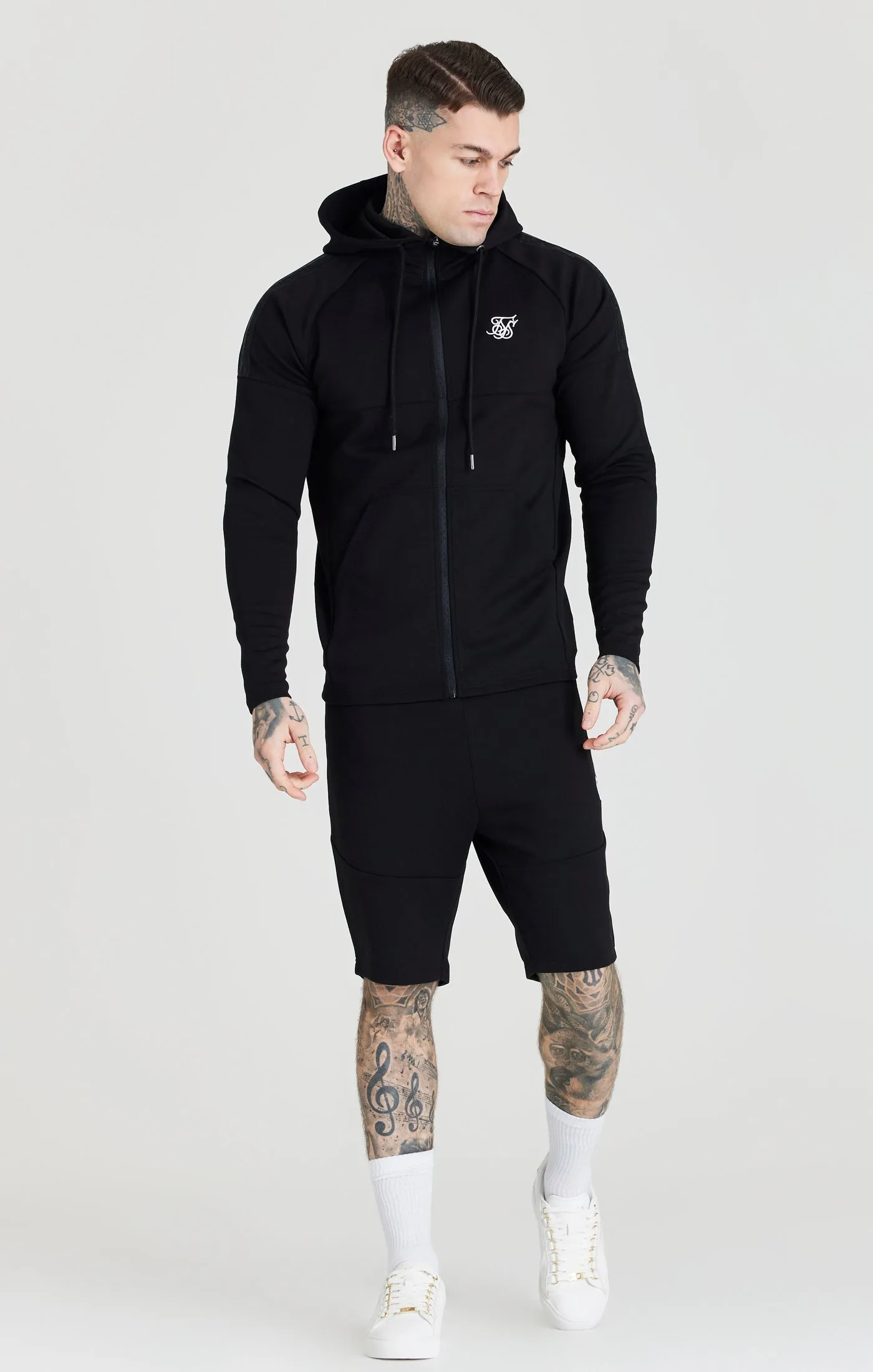 Sik Silk Ss-22742 Full Zip Through Hoodie Black