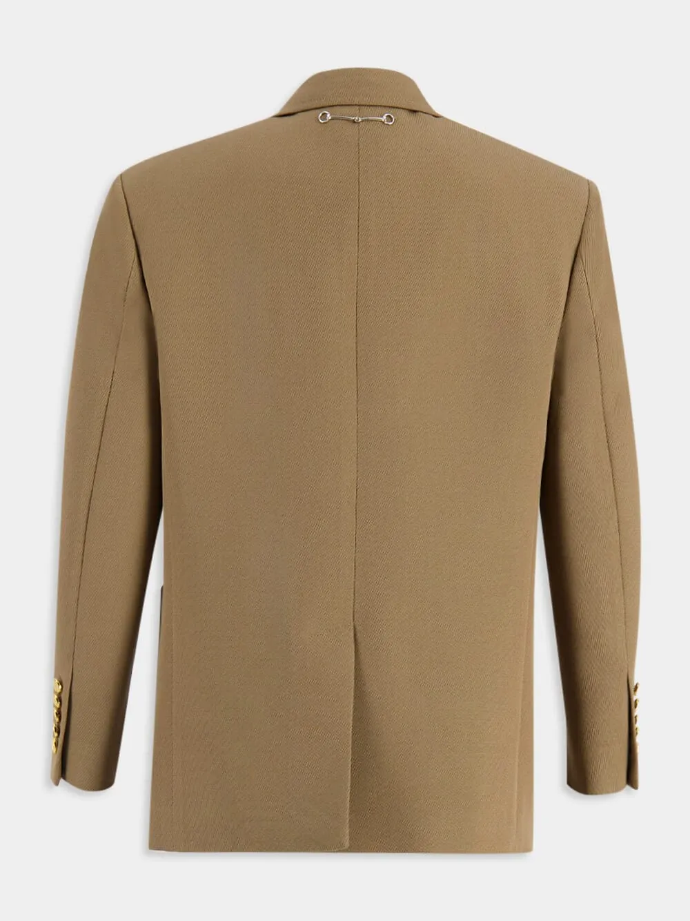 Single-Breasted Horsebit-Detail Wool Blazer