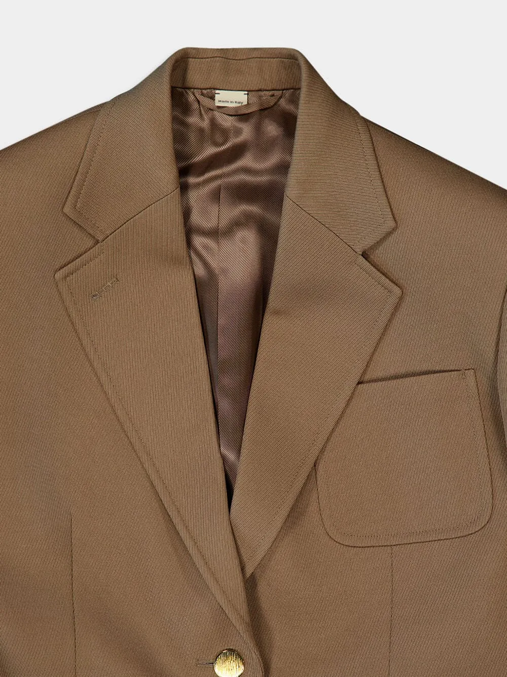 Single-Breasted Horsebit-Detail Wool Blazer