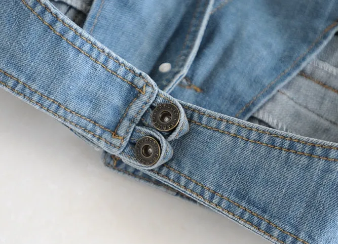 Sleeveless V-Neck Slim Short Hoodie Denim Jean Jacket Waistcoat