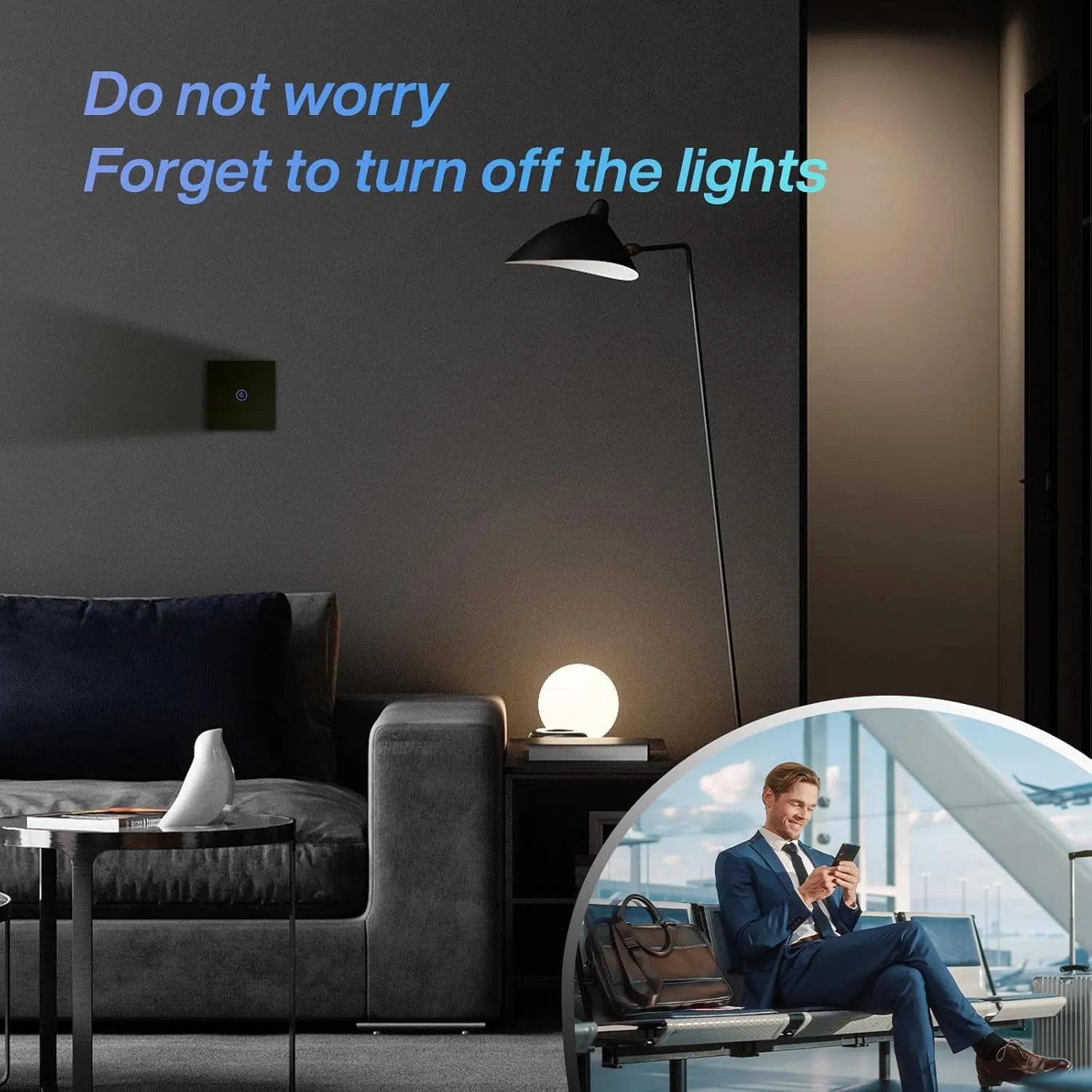 Smart Wi-Fi 2-Gang Touch Light Switch – Voice & App Control | White, Black, Gold