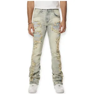 Smoke Rise Men Laser Striped Jeans (Maison Blue)