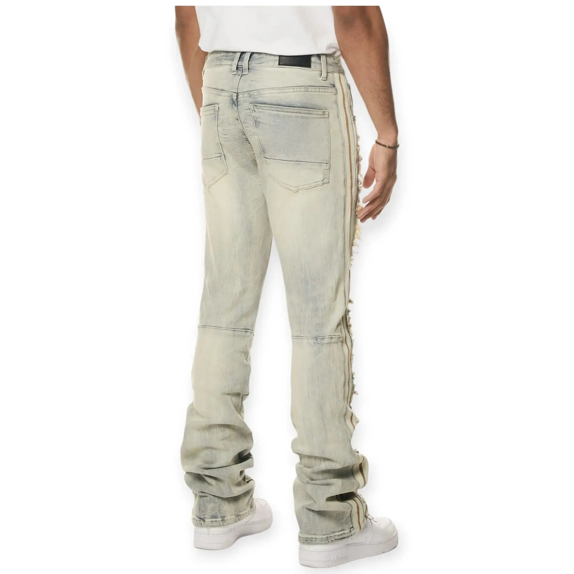 Smoke Rise Men Laser Striped Jeans (Maison Blue)