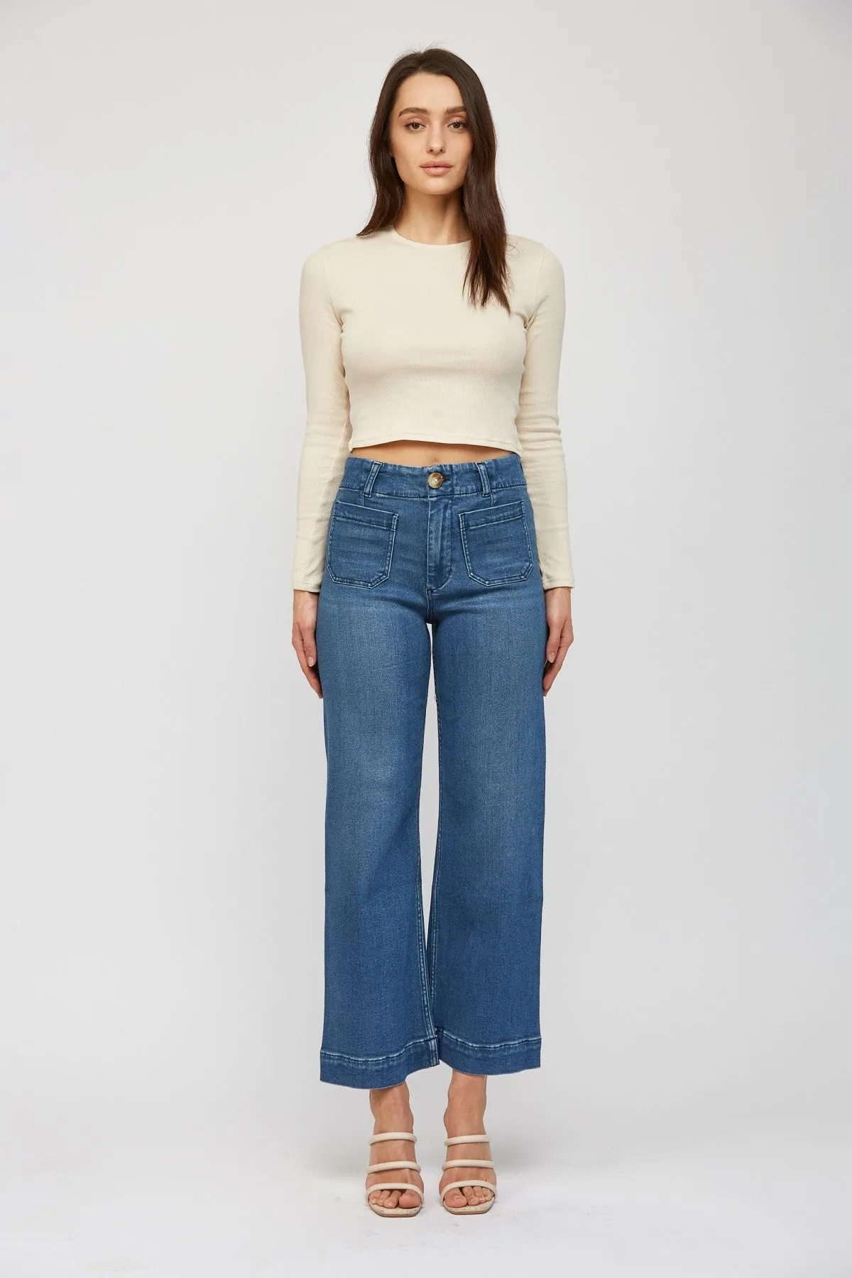 Soft High Rise Cropped Jeans - Bleu De France