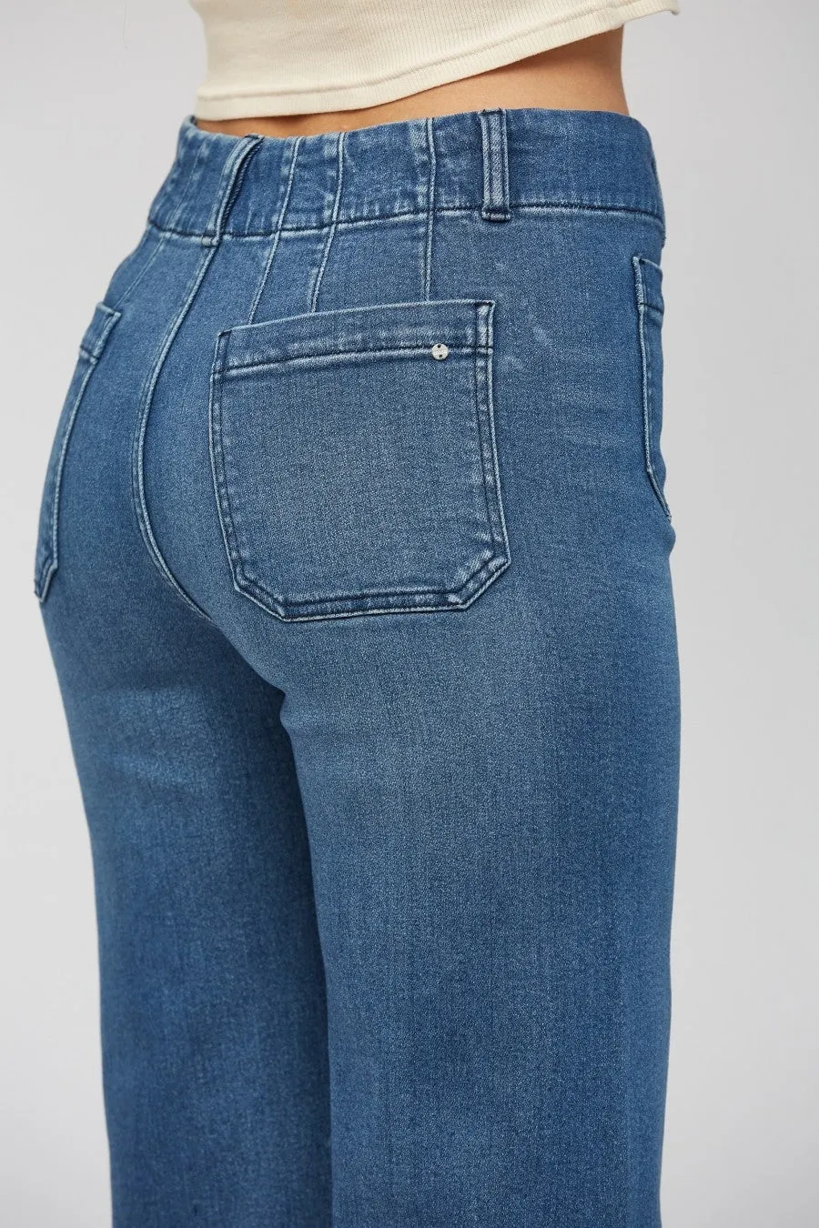 Soft High Rise Cropped Jeans - Bleu De France