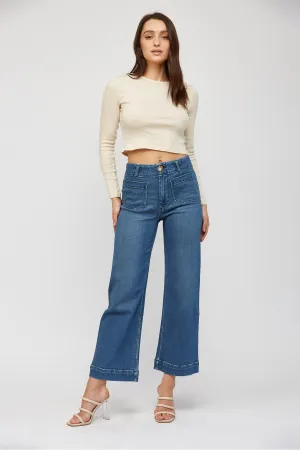 Soft High Rise Cropped Jeans - Bleu De France