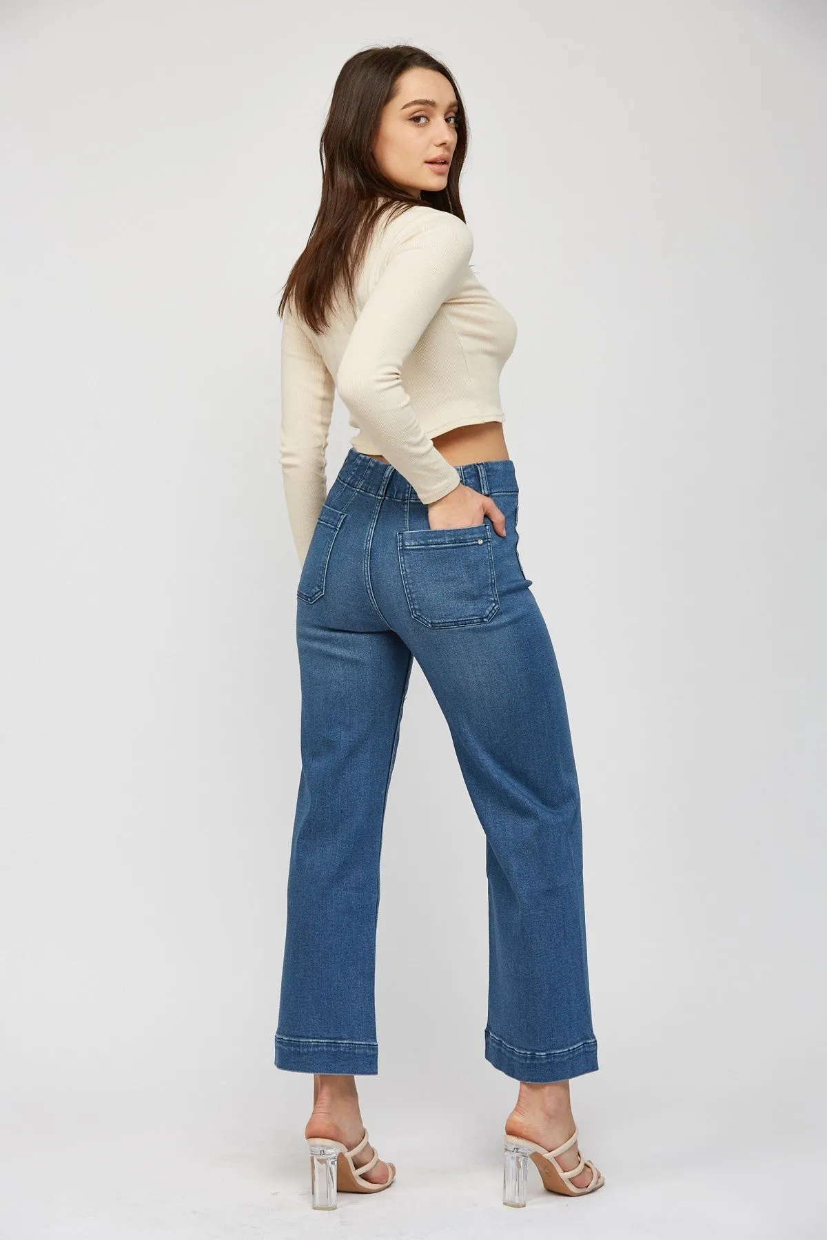 Soft High Rise Cropped Jeans - Bleu De France