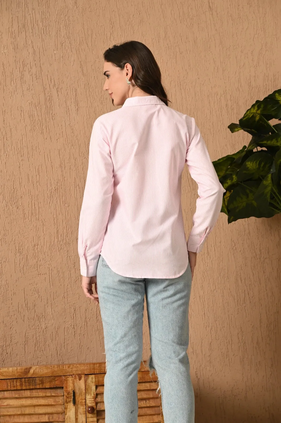 Soft Pink and white Stripe Shirt