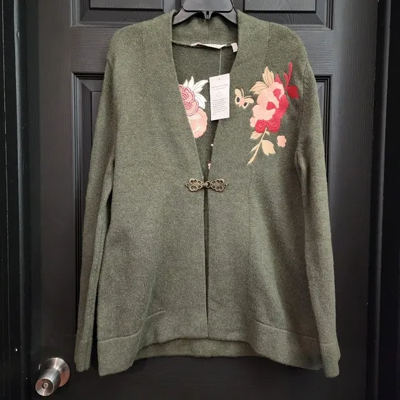 Soft Surroundings Okata Embroidered Floral Cardigan