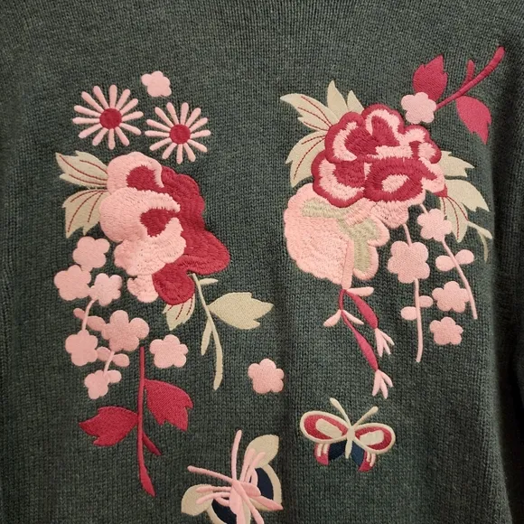 Soft Surroundings Okata Embroidered Floral Cardigan