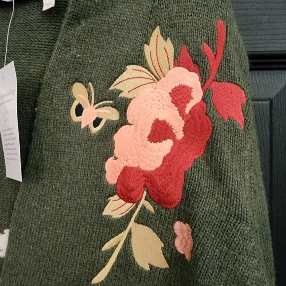 Soft Surroundings Okata Embroidered Floral Cardigan