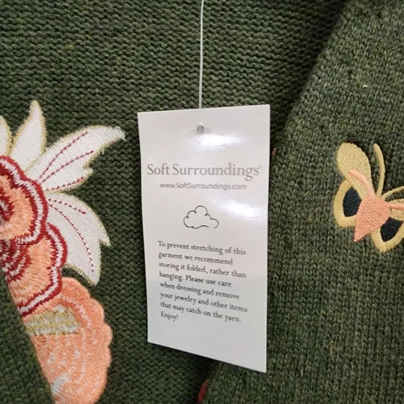 Soft Surroundings Okata Embroidered Floral Cardigan