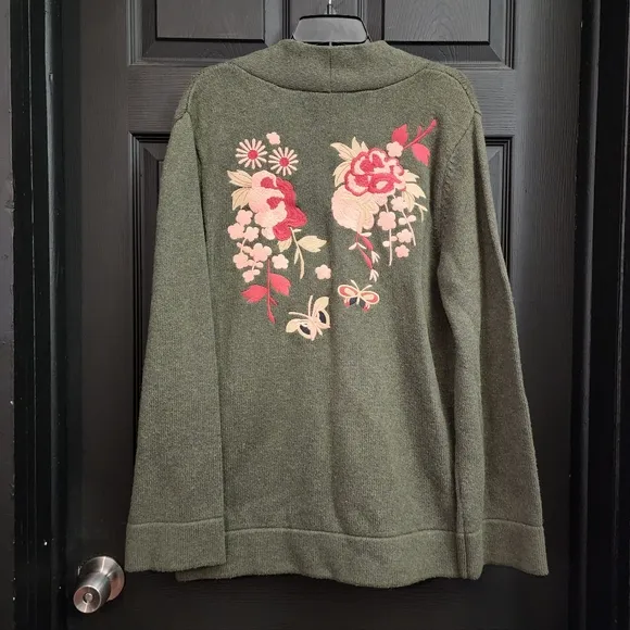 Soft Surroundings Okata Embroidered Floral Cardigan