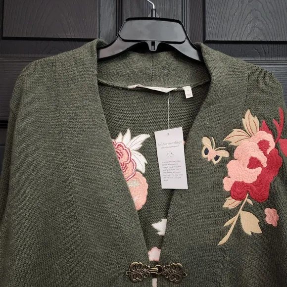 Soft Surroundings Okata Embroidered Floral Cardigan