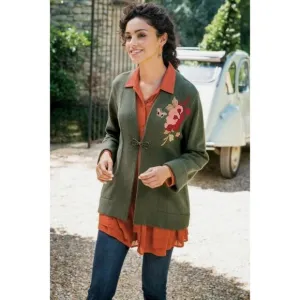 Soft Surroundings Okata Embroidered Floral Cardigan