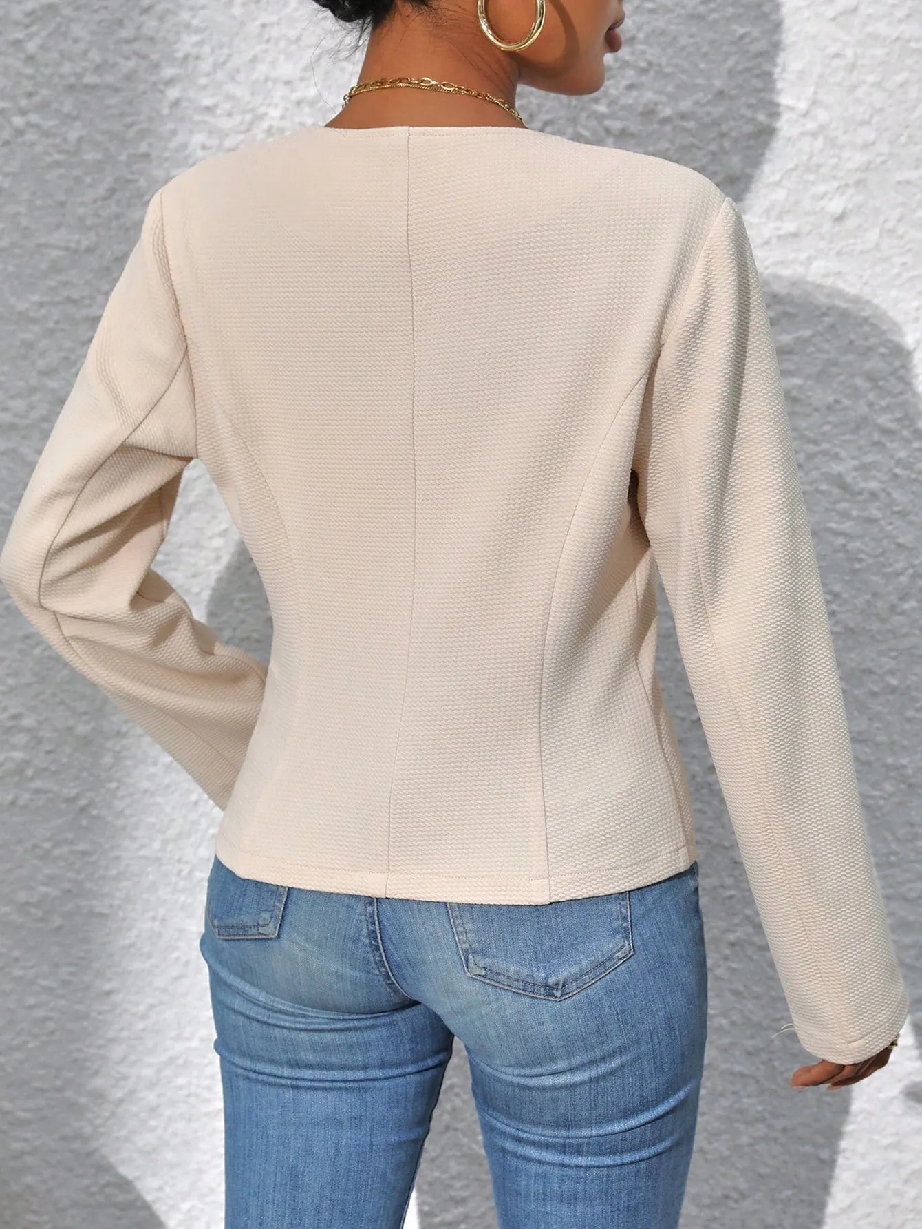 Solid Open Front Blazer