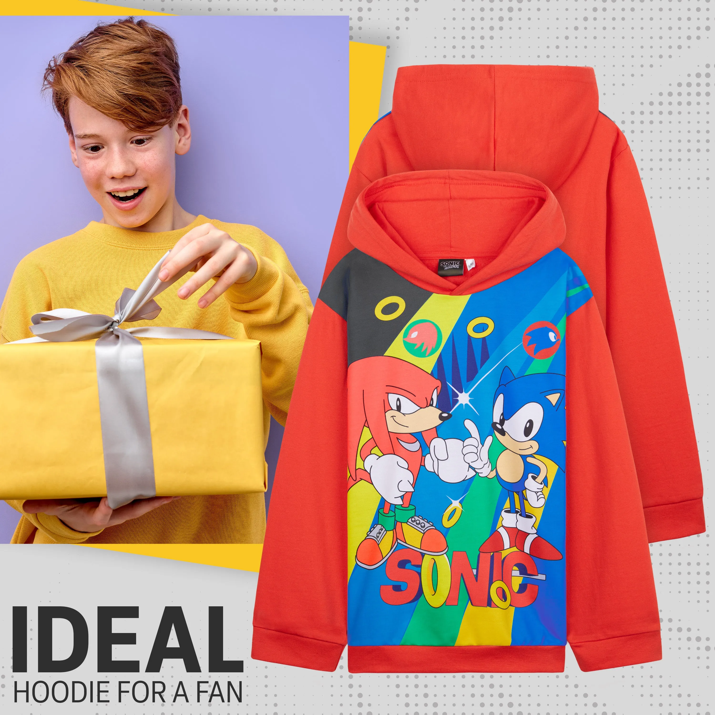 SONIC THE HEDGEHOG Hoodie for Boys Teens Shadow Knuckles Tails Warm Hooded Sweatshirt Jumper Casual Pullover