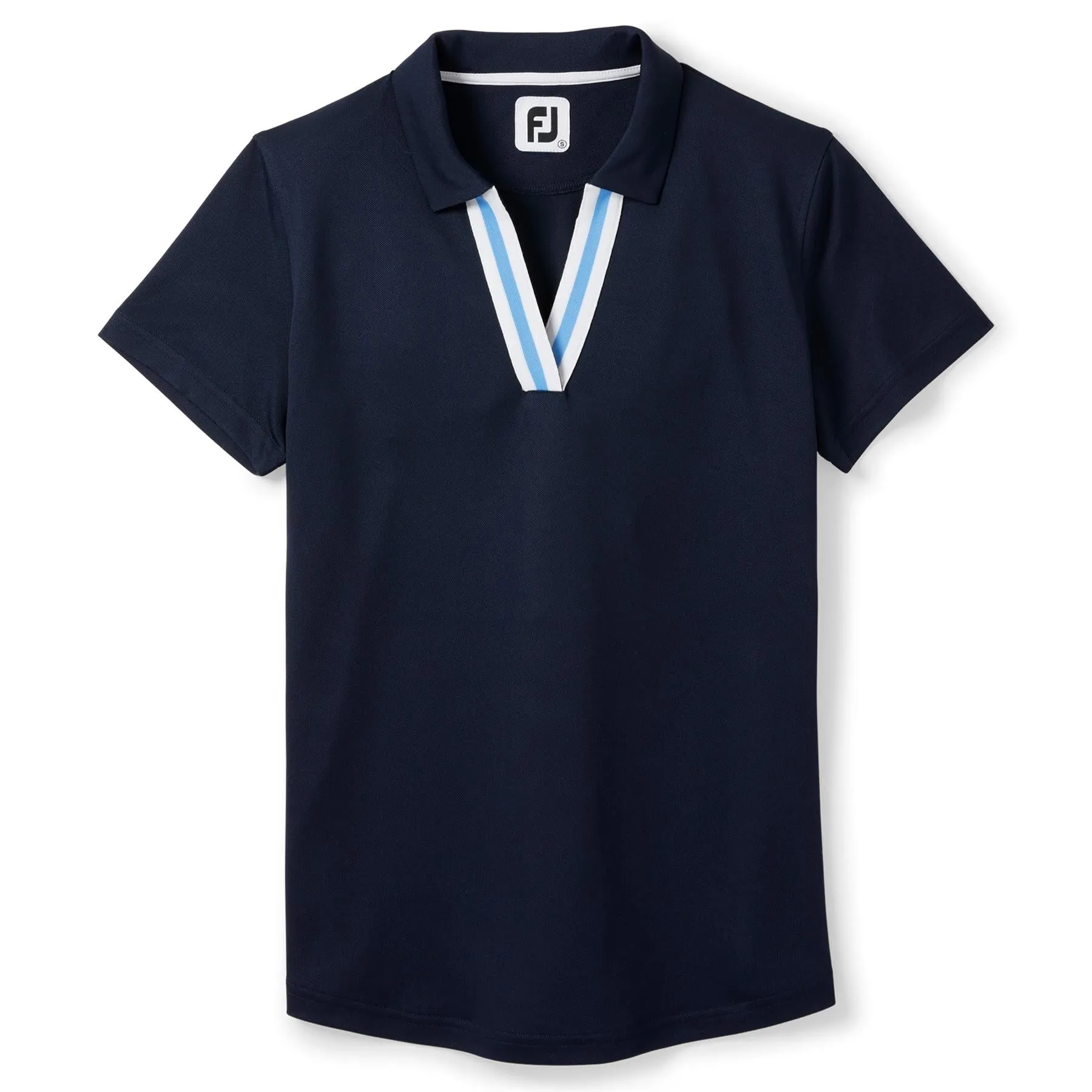 SS Stripe Ribbon Trim Shirt Navy