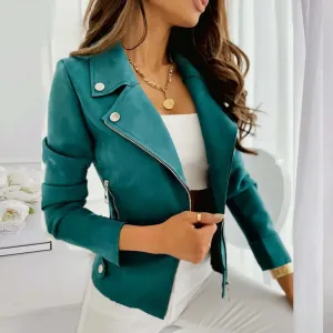 Suede like Vintage Solid Colour Jacket