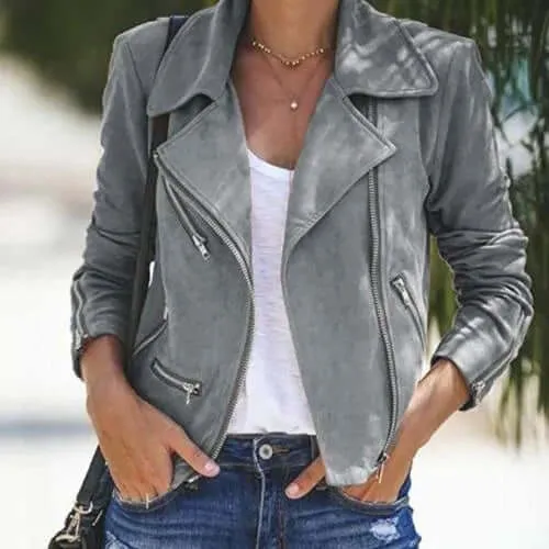 Suede like Vintage Solid Colour Jacket
