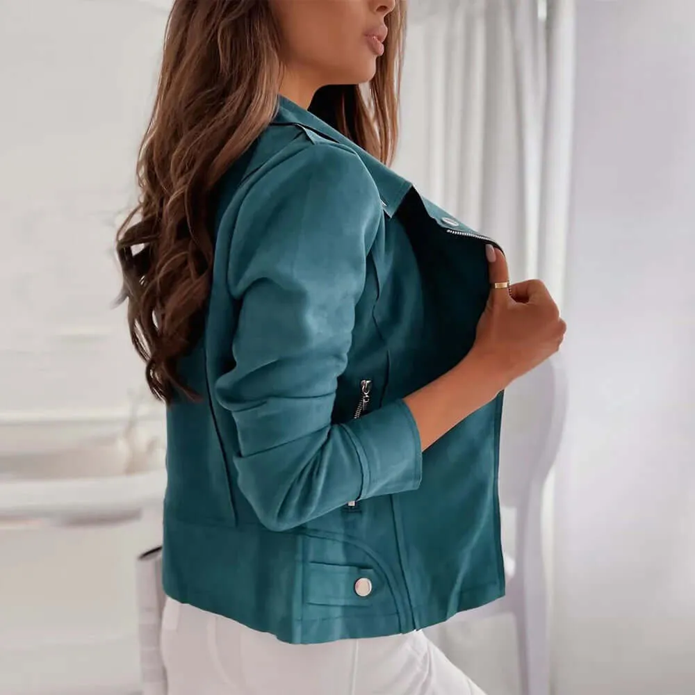 Suede like Vintage Solid Colour Jacket