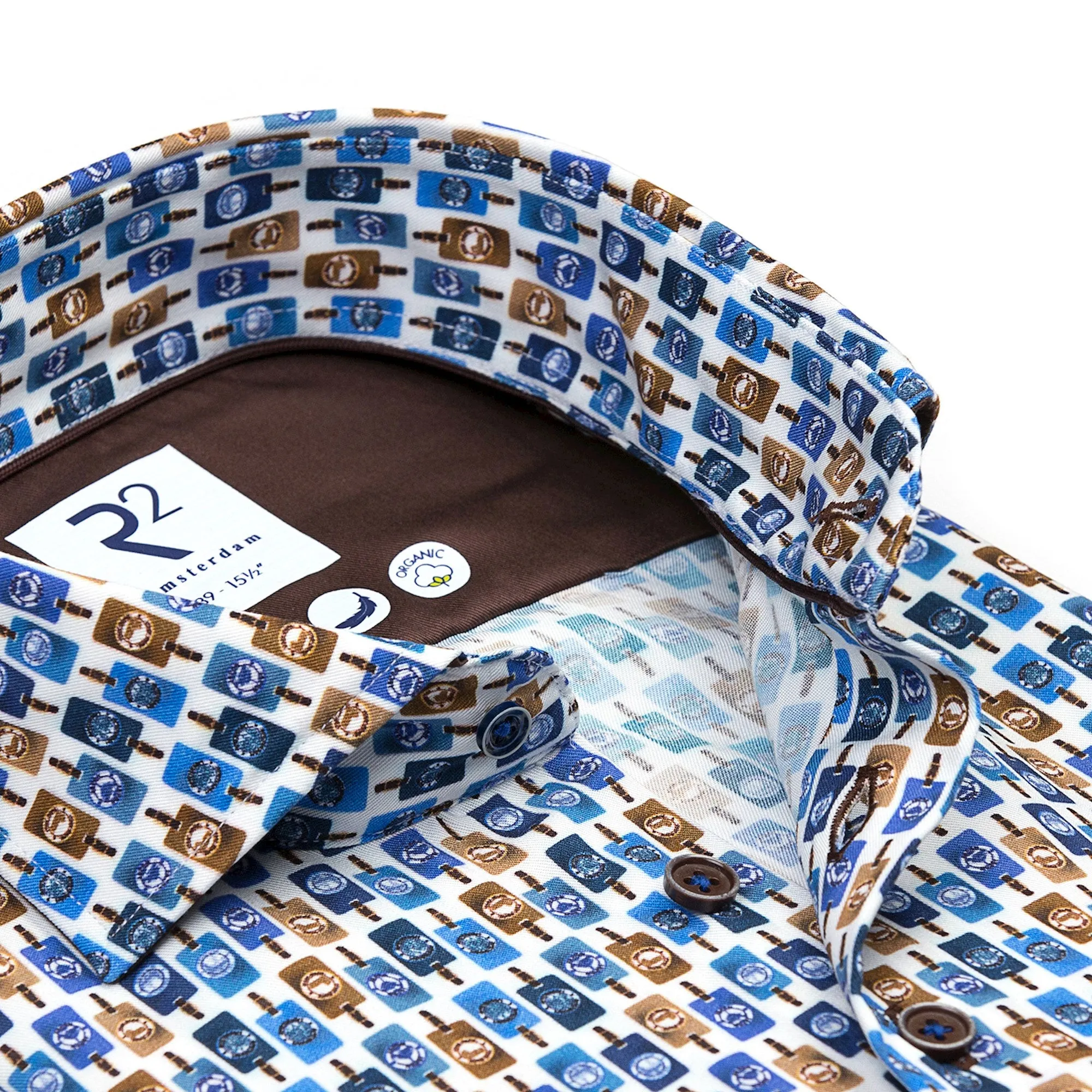 Suitcase label print tencel shirt