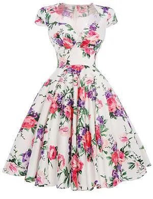 Summer Dress Vintage Rockabilly Dresses Jurken 60s 50s Vintage Big Swing Floral Pinup Short Long Audrey Hepburn Dresses