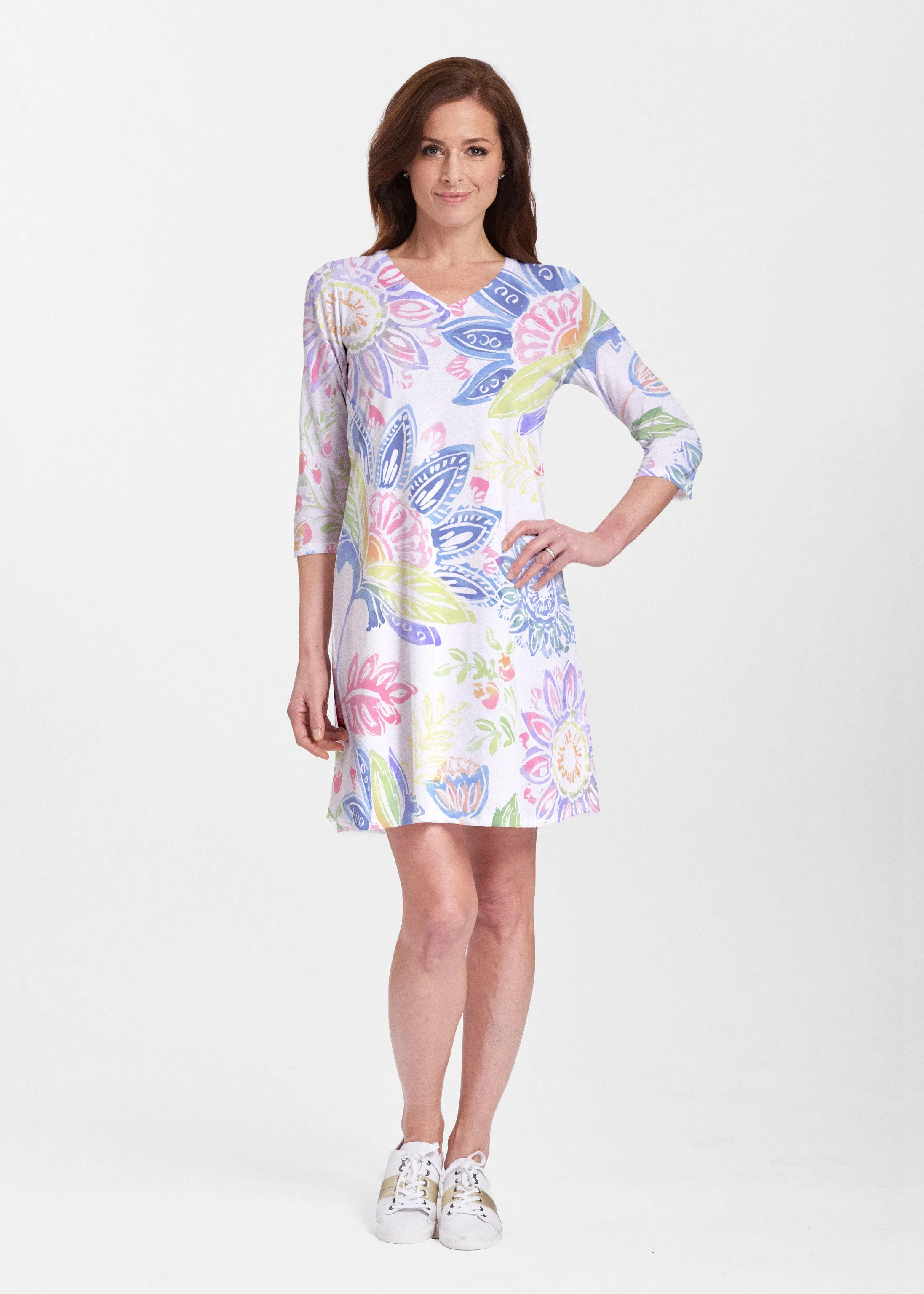 Summertime (13421) ~ Classic V-neck Swing Dress