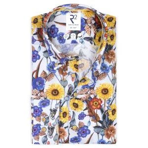 Sunflower print linen shirt
