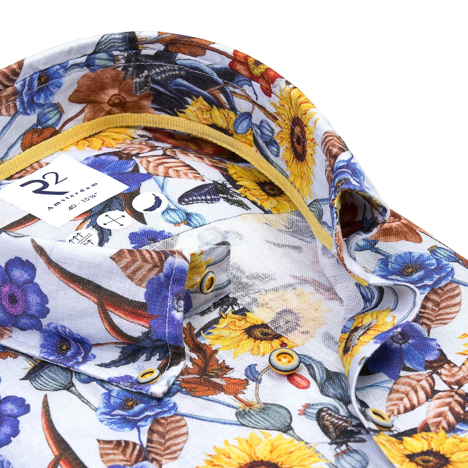 Sunflower print linen shirt